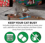 Furhaven Scratching Pad Ball Track Cat Toy w/ Catnip for Indoor Cats - Giant Gingerbread Man Holiday Corrugated Busy Box Scratcher - Brown, One Size