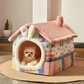JIUPETY Cute Cat Houses for Indoor Cats, Dog Bed with Cover Cave, M Size Cat Cave for 6-11 Lb Dogs and 9-17 Lb Cats, Igloo Dog House with Non-Slip Bottom, Rainbow
