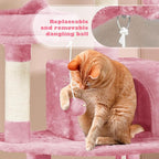 Yaheetech 62.5inches Cat Tree Cat Tower Cat Condo with Platform & Hammock, Scratching Posts for Kittens Pet Play House with Plush Perch for Indoor Activity Relaxing, Pink