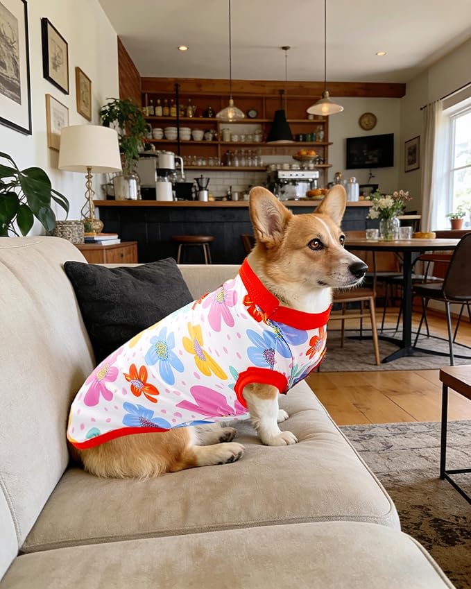 PET SHOW 4 Pack Summer Dog Shirts for Medium Large Dogs Girl UPF 50+ UV Sun Protection Cooling Clothes Tank Top Floral Puppy T-Shirts Pet Holiday Party Sleeveless Vest Pink(X-Large)
