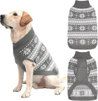KOOLTAIL Cable Knit Dog Sweater Turtleneck, Cold Weather Pullover Classic Knitwear, Snowflake Pattern Thick Warm Winter Pet Clothes, Dog Christmas Sweater for Small Medium Large Dogs Cats, Grey L