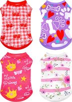 PET SHOW 4 Pack Dog Shirts for Small Medium Dogs Female Tank Top Tee Red Pink T-Shirts Pets Sleeveless Vest Girl Dog Clothes(XX-Large)