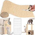 78.7"x15.8" Self-Adhesive cat Scratch pad - Trimmable Furniture Protector for Couch, Walls & Cat Trees | DIY Climbing Scratcher Pad with Twist Pins & Double-Sided Adhesives (Beige)