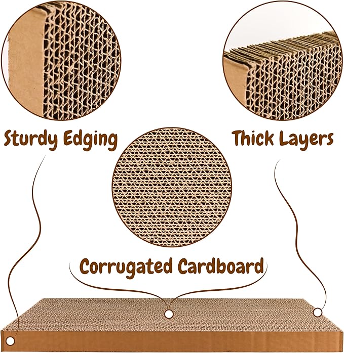 5 in 1 Cat Scratching Pads for Indoor Kitten Play, Recyclable and Durable Corrugated Cardboard Cat Scratcher Pad Suitable for Rest, Grinding Claws and Play (5 Pack)