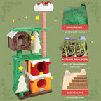 NUNU LAB 68.9'' Christmas Cat Tree Tower, Indoor Modern Cat Tower with Sisal Ramp Scratching Posts, Cozy Basket, Hammocks, Lage Cats Pet Activity Structure