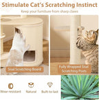PETSITE 60 Inch Modern Tall Cat Tree for Indoor Cats, Wooden Cat Tree Tower with 2-Story Condo, Sisal Scratching Posts and Board, Top Perch, and Round Napping Bed, Soft Washable Cushions Covered