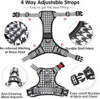 PoyPet No Pull Dog Harness, Reflective Adjustable No Choke Pet Vest with Front & Back 2 Leash Attachments, Soft Control Training Handle for Small Medium Large Dogs(Houndstooth,M)