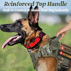 rabbitgoo Tactical Dog Harness Medium Sized, Heavy Duty Pet Harness with Handle, No-Pull Service Vest Medium Breed, Adjustable Military Dog Vest for Training Hunting Walking, Green Camo, M