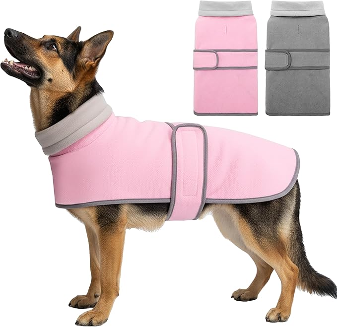 Dog Coat 2 Pack, Turtleneck Fleece Pet Winter Jacket for Cold Weather, Warm Dog Clothes Sweater Outdoor Indoor for Small, Medium, Large & XL Dogs (M-XXL)
