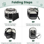 Love's cabin Pet Puppy Dog Playpen, Medium Dog Tent Crates Cage Indoor/Outdoor, Portable Playpen for Cat, Foldable Pop Up Dog Kennel Playpen with Carring Case, Removable Zipper Top, Grey