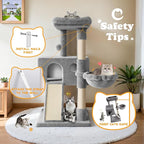 HOOMIC 36" Cat Tree for Indoor Kitty, Multi-Level Condo with Sisal Scratching Posts and Board, Cozy Hammock, Padded Plush Perch for Kittens, Grey