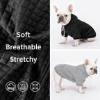 2 Pack Dog Hoodie Sweaters for Small Medium Dogs Warm Dog Clothes for Large Dogs Soft Waffle-Like Laminated Sweatshirt Bulldog (Black+Grey, M/L (Back: 17",Chest: 24.5", Neck: 14.5"))
