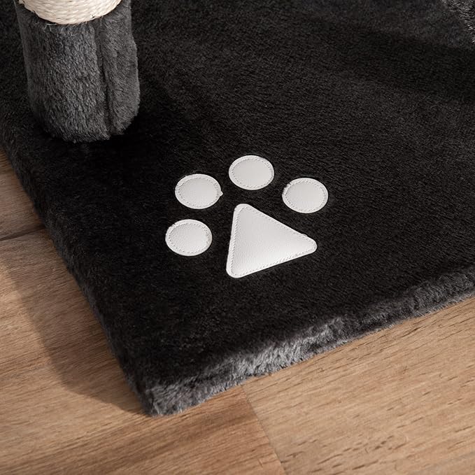 PawHut Floor to Ceiling Cat Tree, 240-260cm Adjustable Height Cat Tower with Scratching Posts, Cat Houses, Ramps, Hammocks, Toy Balls, Tunnel for Indoor Cats - Dark Grey
