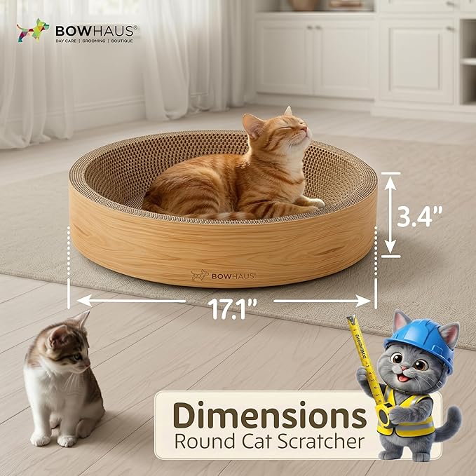 Round Cat Scratcher Bed, Cardboard Scratch Pad Lounge, Reversible Cardboard Cat Scratch Bowl for Indoor Cats, Durable Cat Scratching Board, Cat Scratcher Lounger Pad, Furniture Protector