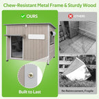 Dog House Indoor Outdoor, Weatherproof Wooden Dog House for Medium/Large Dogs, Chew-Proof Frame, Vent Window & Elevated Floor, Openable Roof, Easy to Assemble & Clean, Gray 43.3" L×29.5" W×33.5" H