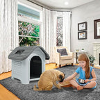 YITAHOME Dog House Outdoor Plastic Doghouse Water Resistant Pet House with Adjustable Skylight and Elevated Base for Small, Medium, and Large Dogs