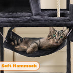Yaheetech 62.5inches Cat Tree Cat Tower Cat Condo with Platform & Hammock, Scratching Posts for Kittens Pet Play House with Plush Perch for Indoor Activity Relaxing, Black