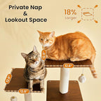 Large Modern Cat Tree - 70 inch Tall Cat Tower for Indoor Cats, Multi-Level Cat Condo with 7 Fully Wrapped Scratching Posts,2 Spacious Perches, Hammock, Cozy Pad & Dangling Balls-Walnut Brown