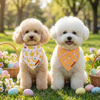 ADOGGYGO Easter Dog Bandanas, Bunny Egg Print Puppy Scarf, Premium Fabric, Adjustable Fit Happy Easter Bandanas for Small Dogs (Small)
