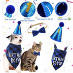 Weewooday Dog Birthday Party Supplies Birthday Boy Girl Cake Bandana Triangle Scarf Party Hat Dog Bow Tie Collar with Numbers for Large Medium Small Dog Puppy 1st Birthday(Elegant Style,X-Large)