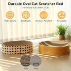 FUKUMARU Cardboard Cat Scratcher Bed, 2-in-1 Oval Cat Scratch Pad, Cats Scratching Board Lounge Bed Indoor, Durable Modern Kitty Scratcher Bowl, Cats Scratch Furniture Protector, Polka Dot