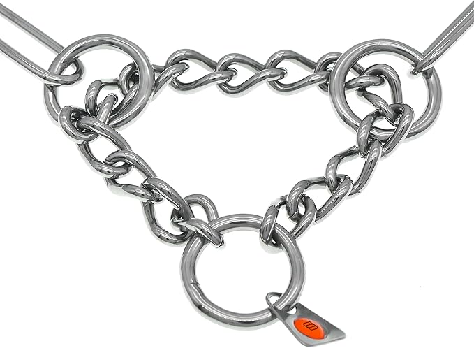 Herm Sprenger Stainless Steel Fur Saver Dog Collar Long Link Professional Training Collar Assembly Chain Correction Slip Chain for Medium Large Dogs Made in Germany (20in (Neck Size 15-18 in))