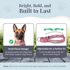 Lucky Love Dog Martingale Dog Collar & Leash - Adjustable, No-Slip, Durable, Comfortable, Soft Webbing, & Stylish Patterned Collar & Leash Set for Male and Female Dogs - Rosie Combo, Large