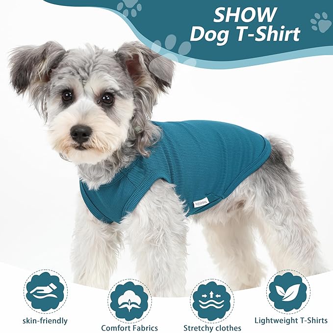 2 Pack Dog Clothes for Small Dogs Summer Dog Shirt Vest Girl Boy Lightweight Puppy T-Shirts Blank Soft and Cool Pet Clothing Sleeveless Medium Large Dog Outfit (Light Blue+Dark Cyan, Medium)