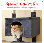 Cat Tree, Floor to Ceiling Cat Tower Adjustable Height [92.9-102.4in=235-258cm], 7 Tiers Cat Climbing Play House with Scratching Post, Cozy Condo&Hammocks for Indoor Cats, Smoky Grey