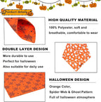 ADOGGYGO Halloween Dog Bandana, Spider Web Ghost Pet Scarf, Premium Durable Fabric, Orange Halloween Bandanas for Extra Large Dogs Pets (X-Large)