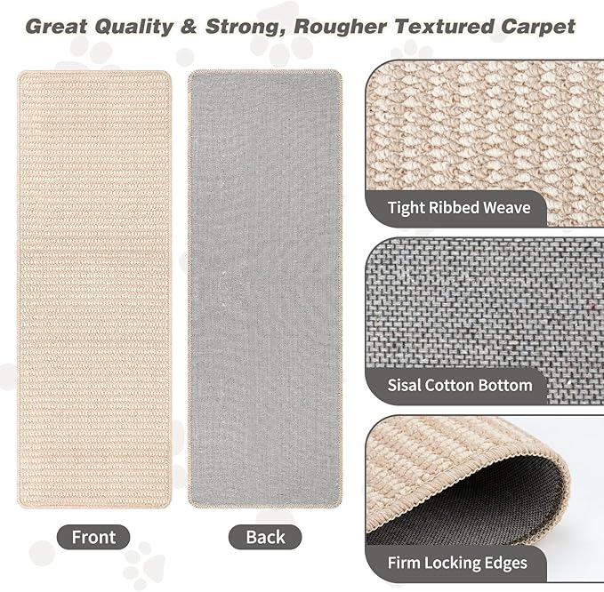 FHTONGE 39.4x15.8 Thickened Cat Wall Climbing Carpet with 16 Fixed Nails, Extra Large Tall Cat Scratch Pad for Wall, Wall Mounted Climbing Cat Scratcher for Furniture Couch Sofa Protector(Oat Color)