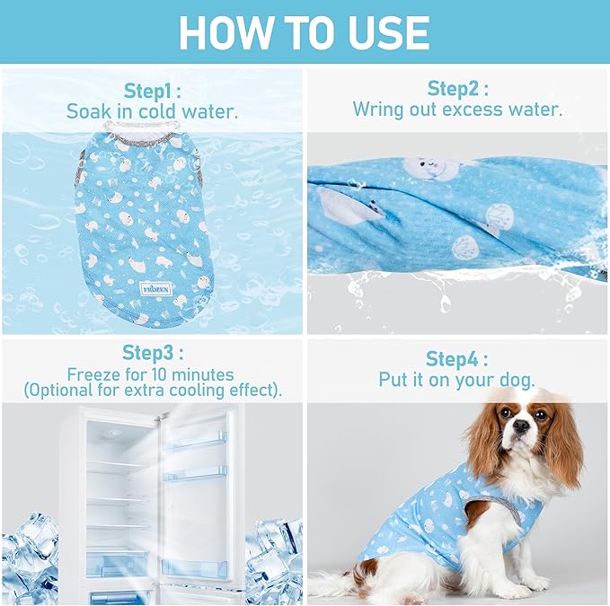 KYEESE 2Pack Dog Cooling Shirt, Breathable Dog Shirt for Medium Large Dogs, Sun Protection Dogs Cooling Vest Tank Top, Lightweight Soft Sleeveless Summer Pet Clothes, Polar Bear+Ice, 2XL
