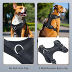 Wisedog Dog Harness Medium Sized, Pet Vest with Front Clip, Adjustable Puppy Harness with 3 Fast Release Buckles[Easy to Put on & Take Off] (Black, XS)