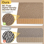 Cat Scratching Board 3 Pack – Reversible Cardboard Scratcher for Indoor Cats, Wide Boxed Scratch Pads with Bell Ball, Durable Corrugated scratchers as Furniture Protector