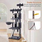 Yaheetech 76in Cat Tree Multi-Level Cat Tower with Large Cat Condo＆Cozy Perches Stable Pet Play House w/Sisal-Covered Scratching Posts＆Board for Indoor Cats, Dark Gray
