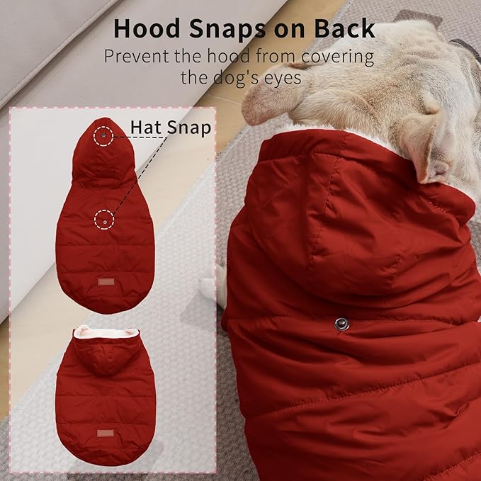 Dog Hoodie in Winter for Medium Dogs Jacket Pet Coats with Hooded, Red L