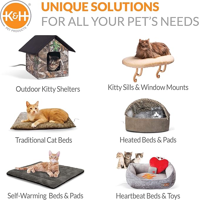 K&H Pet Products EZ Mount Cat Window Perch Kitty Sill Scratcher Cradle, Sturdy Window Perch for Large Cats, Steel Frame Scratcher Hammock with Strong Suction Cups for Glass - 20 X 11in Cardboard