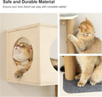 FUKUMARU Cat Wall Shelves, 5-Piece Stable Wooden Wall-Mounted Furniture Set, Kitty Climber with Hammock, House, Steps, Scratching Post (Gray)
