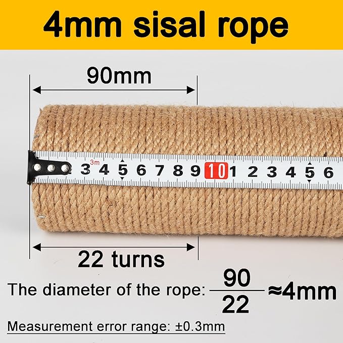 7.4cm 2.91in Diameter Cat Tree Scratching Post Replacement Jute Pole Parts for Cat Tower (15.75in/40cm, M10*2poles)