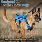 WINSEE Escape Proof Dog Harness, Service Working Molle Harness with Double Handle, Tactical Pet Vest with 4 Patches for Small Medium Large Dogs Walking Hiking Hunting