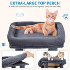61" Large Cat Tree Tower for Indoor Cats, Heavy-Duty Multi-Level Cat Condo for Maine Coon & Big Cats with Extra-Large Perch, 2 Spacious Houses, Sisal Scratching Posts & Hanging Toys-Dark Gray