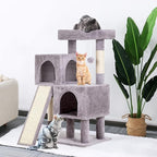 BestPet 36 inches Cat Tree for Indoor Cats Cat Tower with Scratching Posts Multi-Level Cat Furniture Condo with Ramp, Perch Spacious Cat Cave & Funny Toys for Kittens House (Ashy)