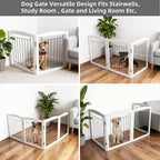 ZJSF Freestanding Foldable Dog Gate - Extra Wide Wooden White Puppy Gate - 2 Panels Pet Fence