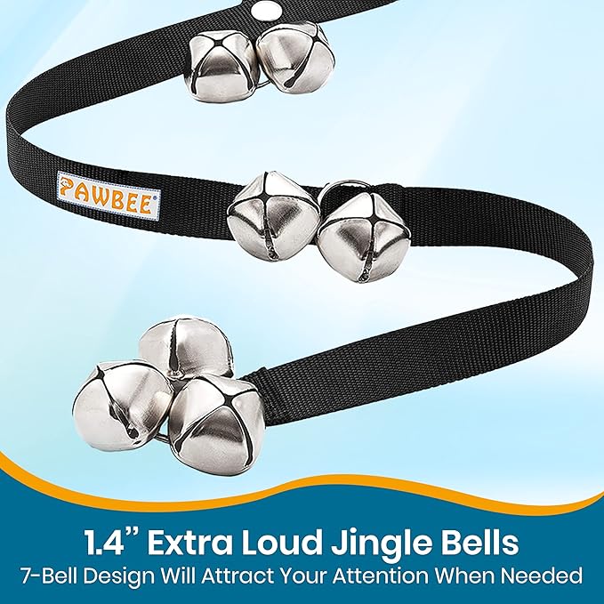 PAWBEE Dog Door Bells for Potty Training, Adjustable, 7 Extra-Loud Potty Jingle Bells for Large and Small Dogs, Set of 2