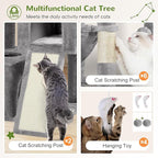 Globlazer Heavy Duty Cat Tree 78 inch Sturdy Cat Tower for 20lbs Large Adult Cats, Symmetrical Aesthetic Big Cat Tree with Extra Large Platform, 2 Scratching Boards, Z78, Light Grey