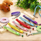 Amylove 48 Pcs Dog Collar and Leash Set, Polypropylene Adjustable Puppy Collars for Medium Dogs Small Pet Puppy Walking Training with Hook and Buckle(Fresh Color,Leopard Pattern)