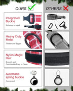 Hotsky Tactical Dog Collar, Adjustable Military Training Nylon Airtag Collar with Handle and Heavy Duty Metal Buckle for Medium Large Dogs, with Airtag Holder and Two Patches（Redplaid,M）