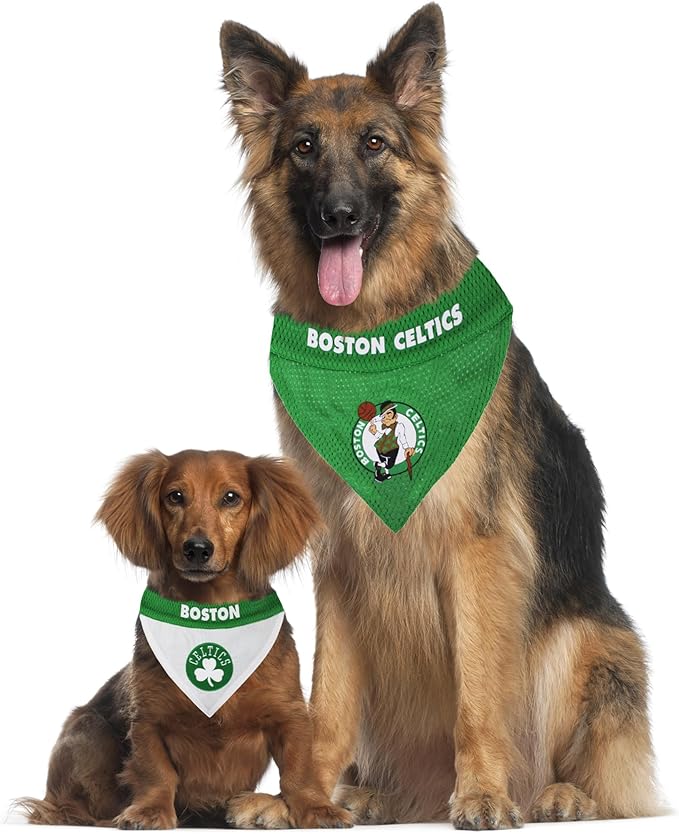 Pets First NBA Boston Celtics Reversible Bandana Size XX-Large for Dogs & Cats. 2 Sided Sports Bandana, Premium Embroidery Team Logo, Many NBA Teams Available