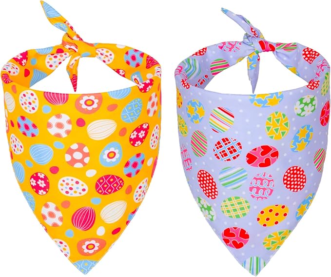 ADOGGYGO Easter Dog Bandana, Multiple Sizes Offered, Reversible Triangle Easter Bandana Scarf for Medium Large Dogs Pets (Large)