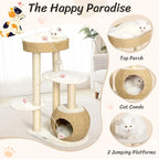 KAMABOKO Modern Cat Tree, 39" Tall Cat Trees for Indoor Cats, Cat Condo Natural Sisal with Scratching Posts, Hand-Woven Tower & Top Perch, Cat-Tree for Kittens Climb Play & Rest Black